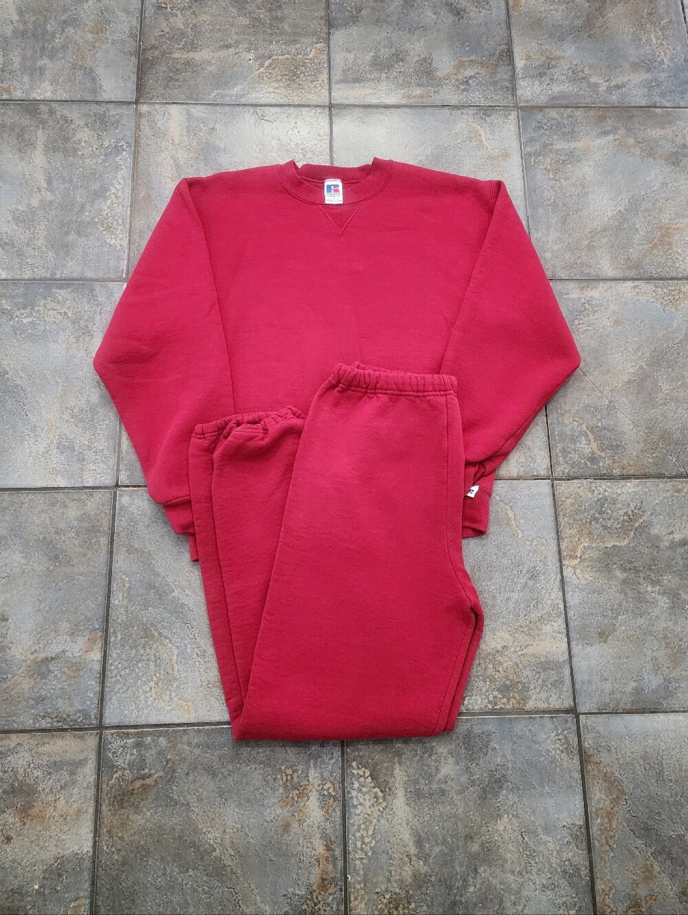 Vintage 90s Russell Athletic Men's Medium Crewneck Sweatshirt & Sweatpants Set